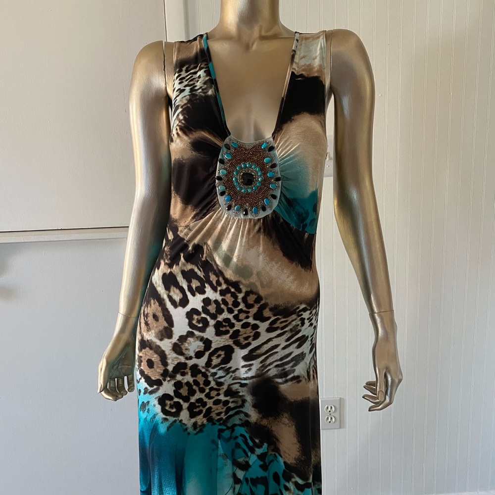 Venus turquoise leopard dress